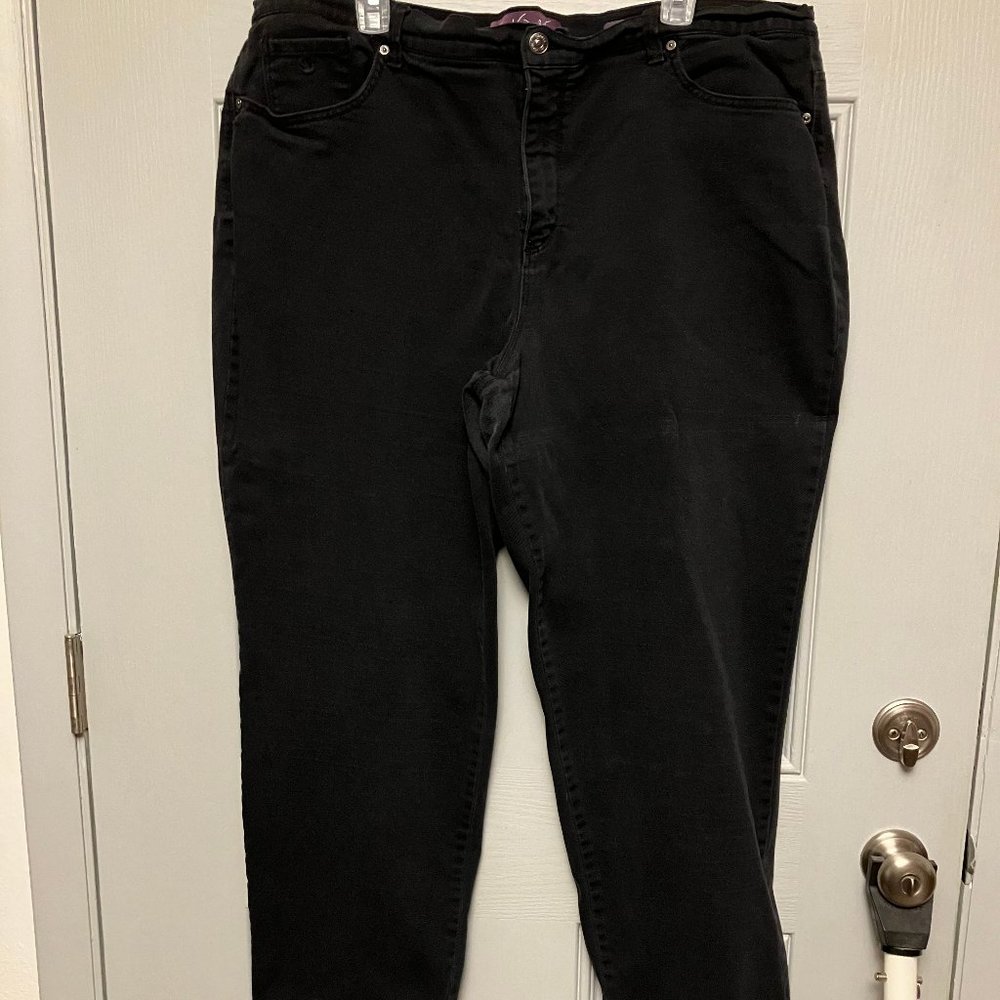 WOMEN'S SIZE 20W BLACK GLORIA VANDERBILT AMANDA DENIM POLY SPANDEX JEANS